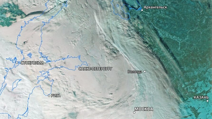 Как из космоса выглядит метель, которая окутала Петербург - tvspb.ru