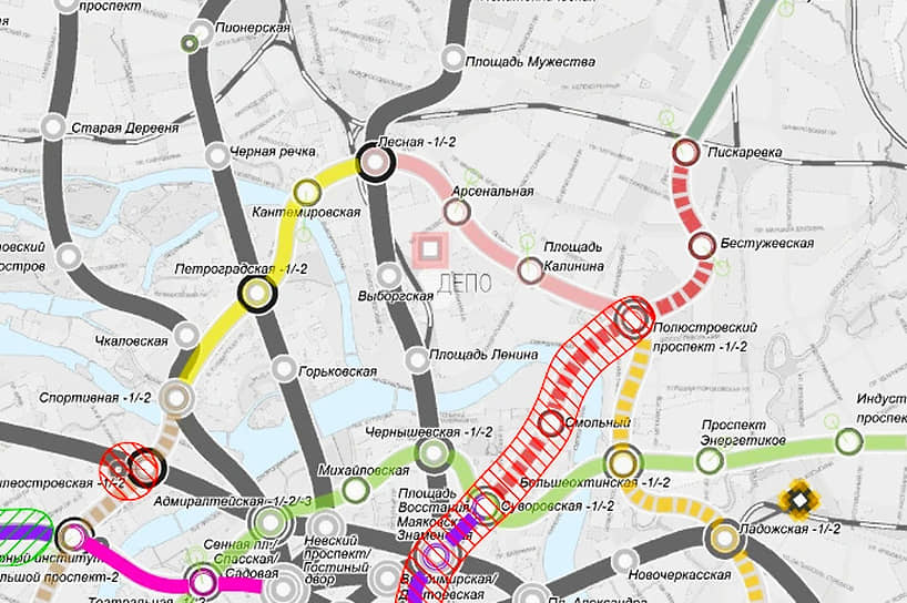 Предварительно, в состав «кольца», которое растянется на 40 км войдут 20 станций. Участок «Лесная-2», «Арсенальная», «Площадь Калинина», «Полюстровский проспект-2» планируется открыть в 2037 году